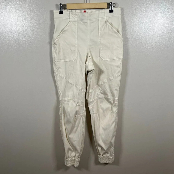 Spanx Stretch Twill Cargo Jogger Pant Size Large Beige Slimming Utility Minimal - Picture 2 of 12